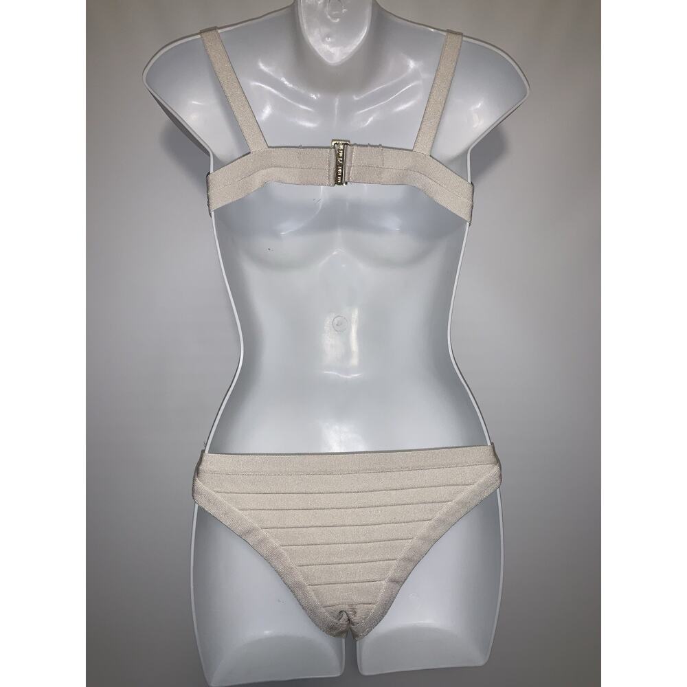 Herve Leger one piece woman swimsuit Ivory Size Small - Picture 3 of 7